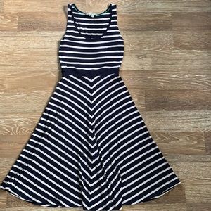 Boden fit & flare navy sleeveless striped dress 2R